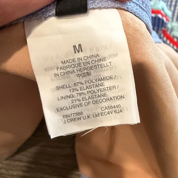 J. Crew seersucker one shoulder ruffle bikini set high waisted blue white Medium - Image 8