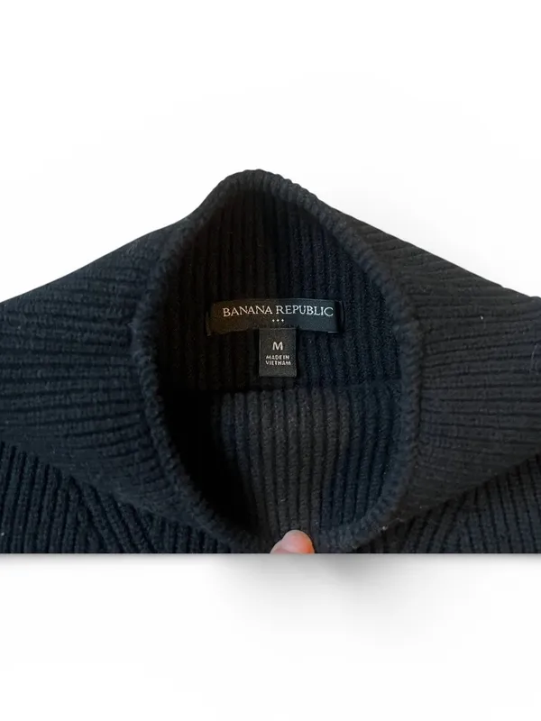 Banana Republic Black Ribbed Cowl-Neck Sweater - Image 2