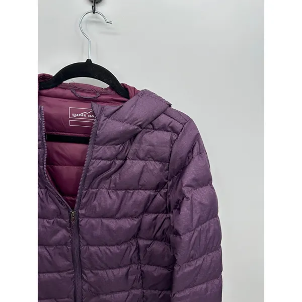 Eddie Bauer Womens Medium Purple‎ Hooded Down Puffer Jacket L18FN552 Heathered - Image 5