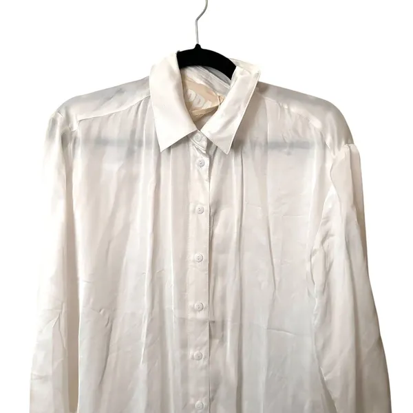 PIPPA THE LABEL Satin‎ Button Down White NWT XS - Image 3