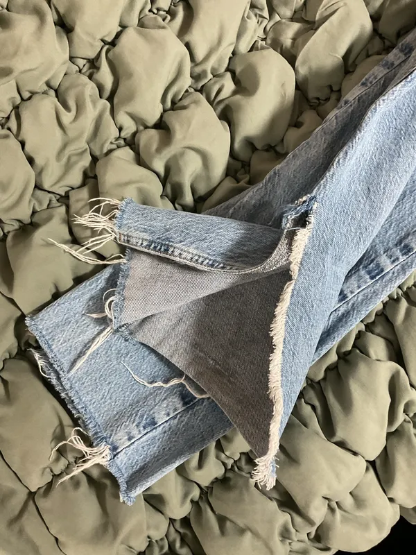 ZARA Jeans Wide-Leg Ripped Flare Light Wash High-Rise - Image 3
