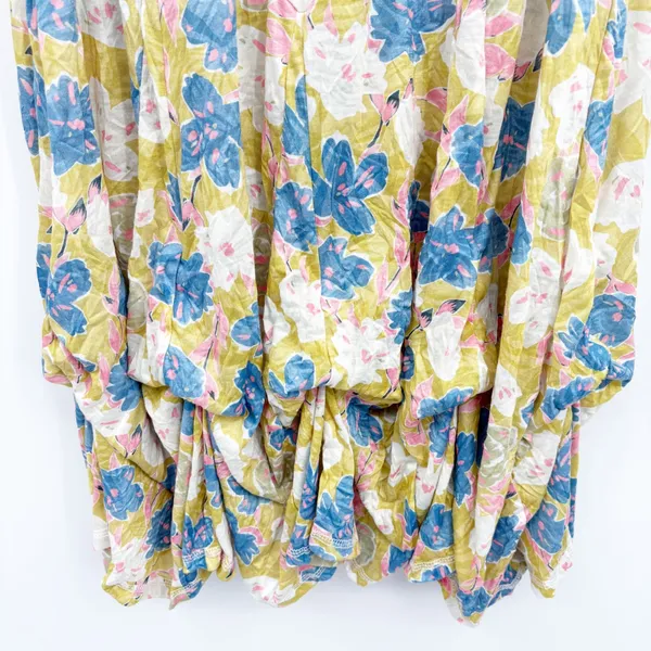 Shana Womens Floral Adjustable Ruched Balloon Hem Boho Lagenlook Dress Size XS - Image 3
