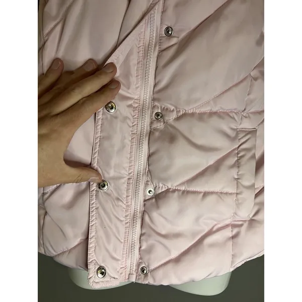 Oodji Super Active Puffer Vest Womens Small Pink Quilted Zip Snap High Collar - Image 4