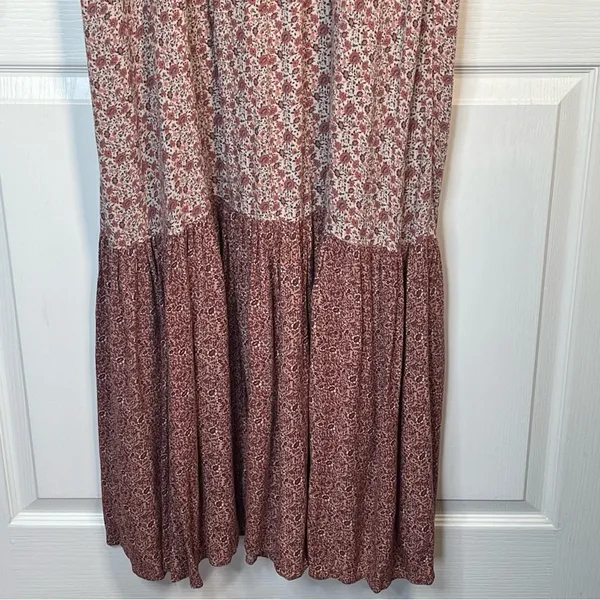 American Eagle Strapless Maxi Dress With Side Slit Sz XL Pink Floral Smocked - Image 12
