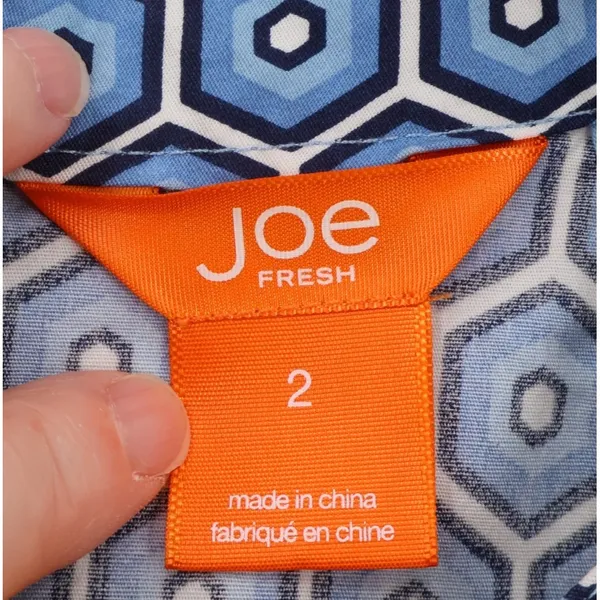 Joe Fresh Geometric Halter Dress Size 2 Pockets Blue Retro Mod Preppy Vacation‎ Summer - Image 4