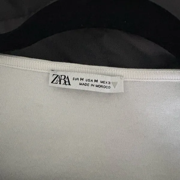 Zara White Short Sleeve Square Neck Crop Top - Image 2