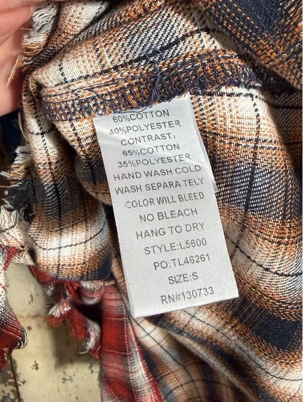 Entro Fall Plaid Mix Print Button Down oversized Shirt, Womens size small - Image 6