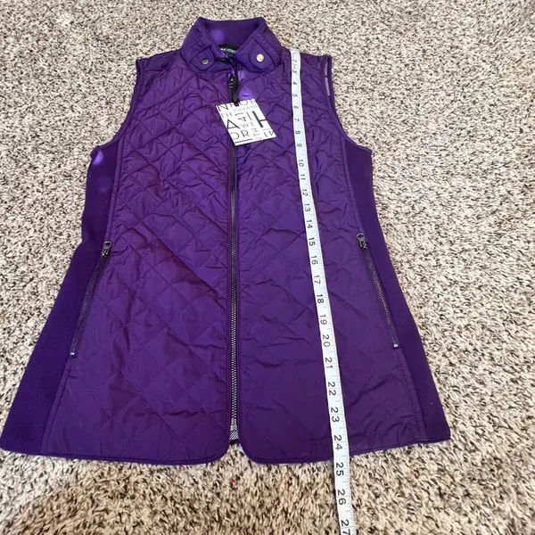 41 Hawthorn Womens Purple Quilted Vest Plaid Lined Ribbed Sides XS NWT‎ - Image 4