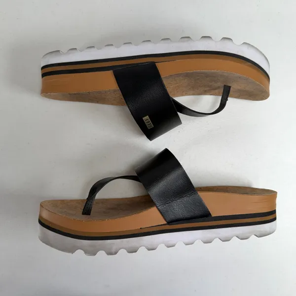 Reef 8 Cushion Sol Hi Black Cork Platform Thong Sandal Beach Casual Flatform - Image 3