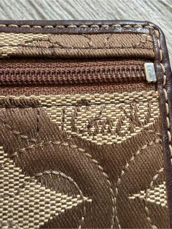 Vintage Coach Chelsea Signature Brown Canvas Credit Card Wallet Snap Button Zip - Image 5