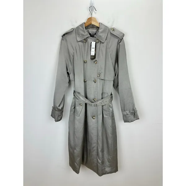 J.Crew Relaxed Trench Coat Satin Crepe Mid Length Silver Gray Insulated US 2 NWT - Image 6