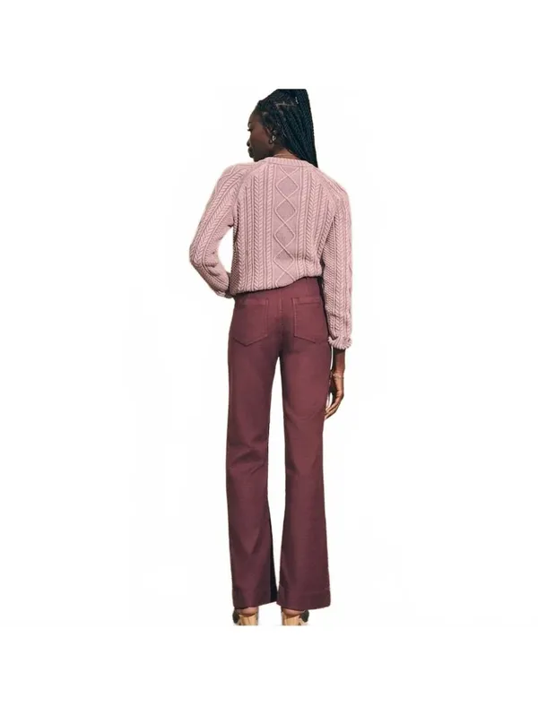 Faherty Stretch Terry Patch Pocket Wide Leg Pant Burgundy Catawaba Grape Size 26 - Image 3