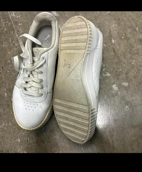 PUMA Women’s Low Top Lace Up Solid White Athletic Casual Sneakers - Image 2