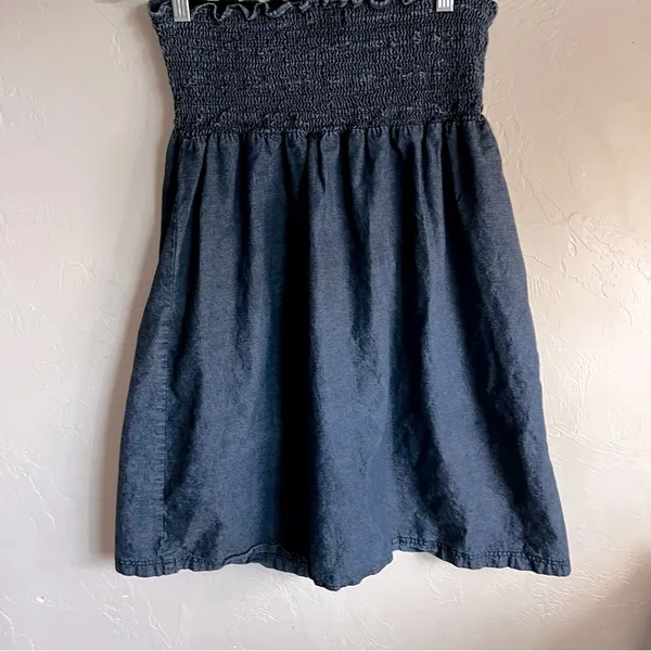 Vintage Mossimo Smocked Strapless Chambray Dress‎ - Image 8