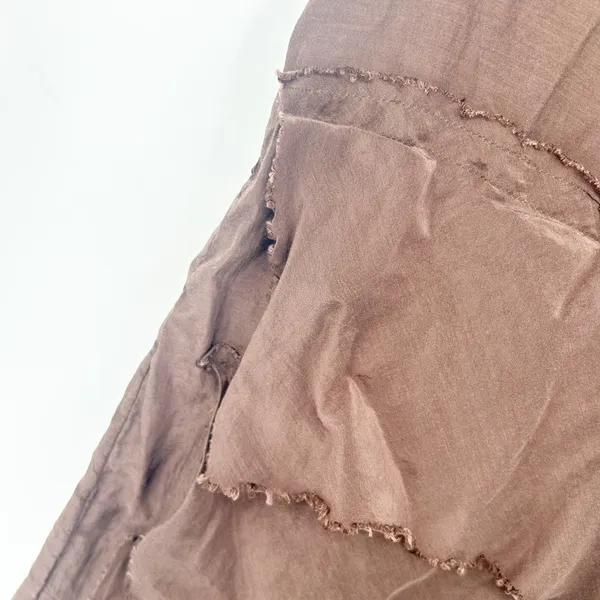 Zara Womens Brown Tiered Ruffle Raw Hem Avant Garde Boho Midi‎ Dress Size L - Image 8