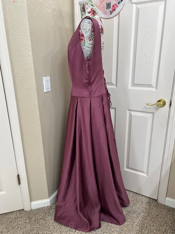 Mary's Bridal Satin A-Line Formal Gown Dress Plum Plus Size 20 NWOT - Image 5