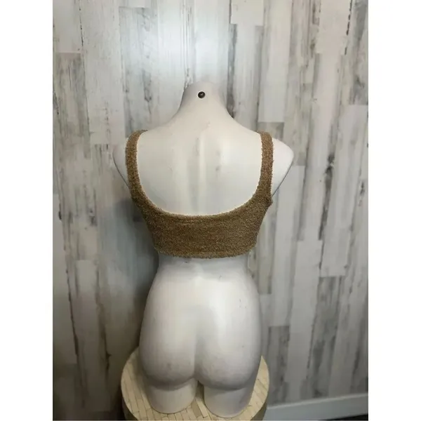 If It Were Me Teddy Lounge Set XS | Fuzzy Bralette & Wide Leg Pants | Cozy Tan T - Image 4