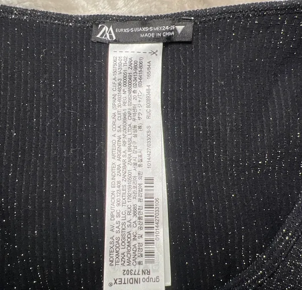 ZARA Crop Top Sweater LIMITLESS CONTOUR COLLECTION BLACK SILVER Size XS - Image 5