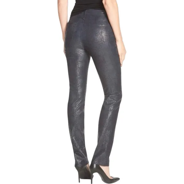 Lafayette 148 Black Shimmer Snakeskin Slim Leg Jeans Size 10 - Image 2