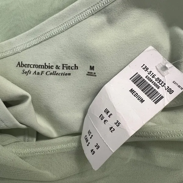 NWT Abercrombie & Fitch Mesh Asymmetric Solid Top Mint Green Y2K Sheer Size M - Image 5