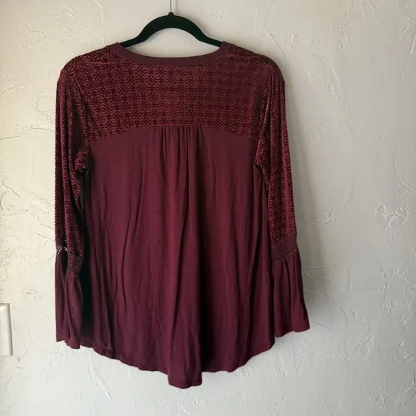 Style & Co Blouse Witchy Petite Medium Embroidered Bell Sleeve‎ Whimsigoth - Image 7
