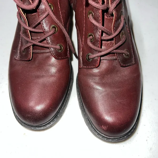 Zodiac Women's Burgundy Lace-Up Combat‎ Boots 7 - Image 2