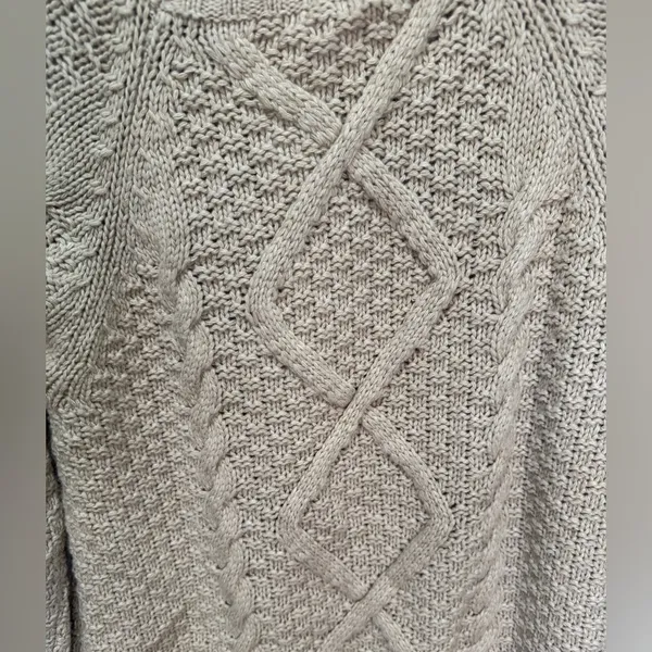 J. Crew NWT Chunky Cable Knit‎ Beaded Sweater Tan XL Merino Wool Blend - Image 6