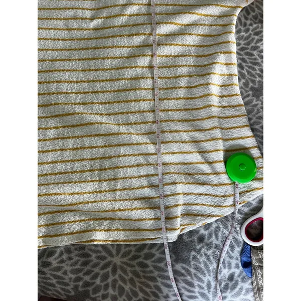 Striped Cotton Slub Knit Top sz Small White Yellow Oversized Coastal Minimalist‎ - Image 7