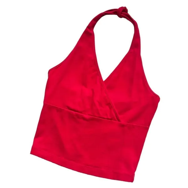 🔃Ambiance Apparel Red Halter Crop Top - Image 4