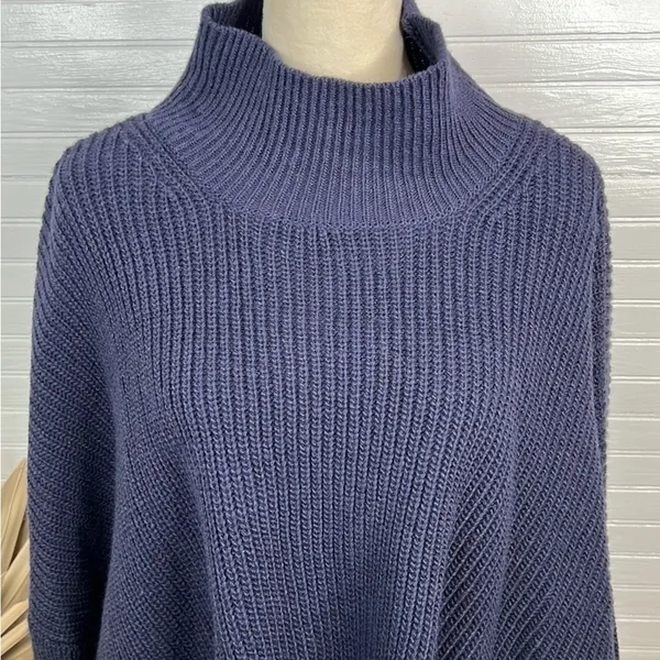 Topshop Drop shoulder Pullover Mock Neck Oversized Sweater Blue Size L US 12 - Image 2