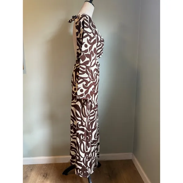 Abercrombie & Fitch Brown Twist Cutout Open Back Maxi Dress S P Boho whimsi Y2k - Image 4