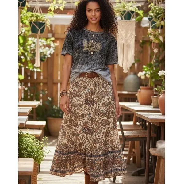 Free People Los Angeles Burnout Short Sleeve‎ Tee Women's Size S Grey Boho - Image 4