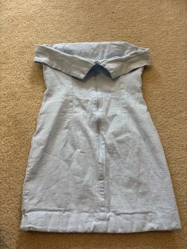 Mable Strapless Fold-Over Light Blue Dress - Image 3