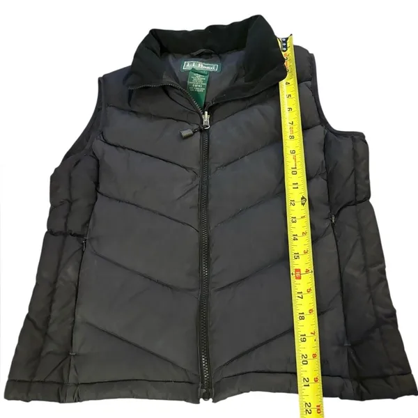 LL Bean Vintage Goose Down Puffer Vest Womens Size Small Petite Black Zip Up - Image 5