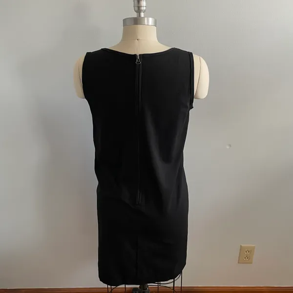 Leather Front Sheath Sleeveless Dress- Black- Size Medium - Image 4