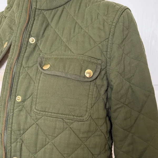 Women’s JCrew Quilted Green Jacket - Image 2