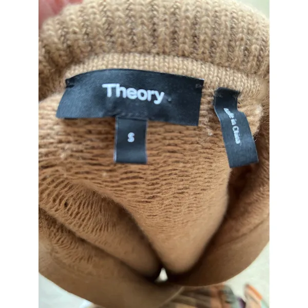 Theory V-Neck Dimensional Polo Wool Cashmere Brown Sweater Women's Size Small - Image 5