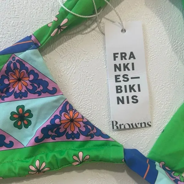 Frankies Bikinis x Browns Willow Top Medium Green Floral Tie Bikini NWT - Image 5