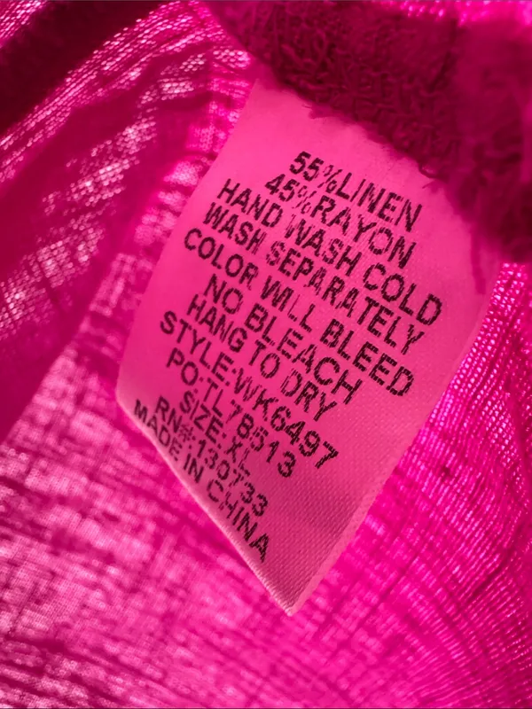 Umgee Fuchsia Button-Down Shirt with Frayed Placket XL oversized linen blend - Image 9