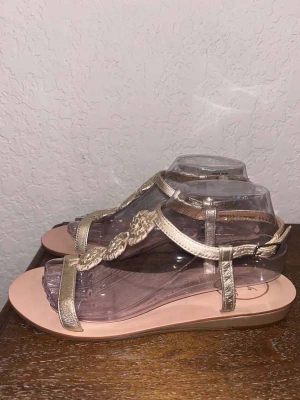 Jack Rogers Daphne T-Strap Buckle Leather Micro Mini Wedge Sandal Shoes Size 8.5 - Image 5
