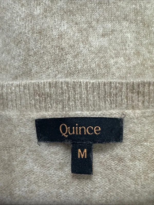 Quince Cashmere Long Sleeve Crew Neck Sweater in Oatmeal sz M shrunk fits like S - Image 7