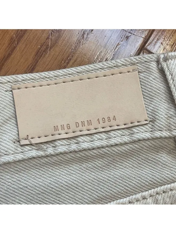 MANGO MNG Denim Rachel High Rise Loose Fit Crop Barrel Jeans - Beige US 12 - Image 10