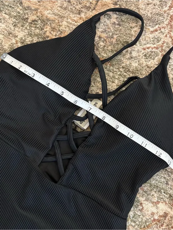 Anthropologie Dippin Daisys Bliss Ribbed One Piece Black Swimsuit Medium - Image 11