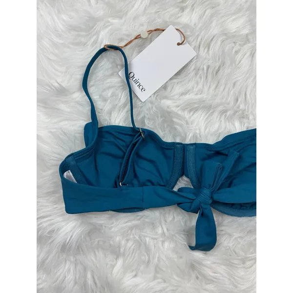 Quince Italian Demi Bikini Top Lagoon Teal Blue Size Small - Image 8