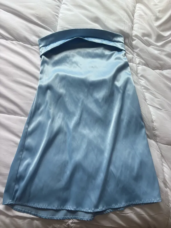 Blue satin mini dress Size XS - Image 2