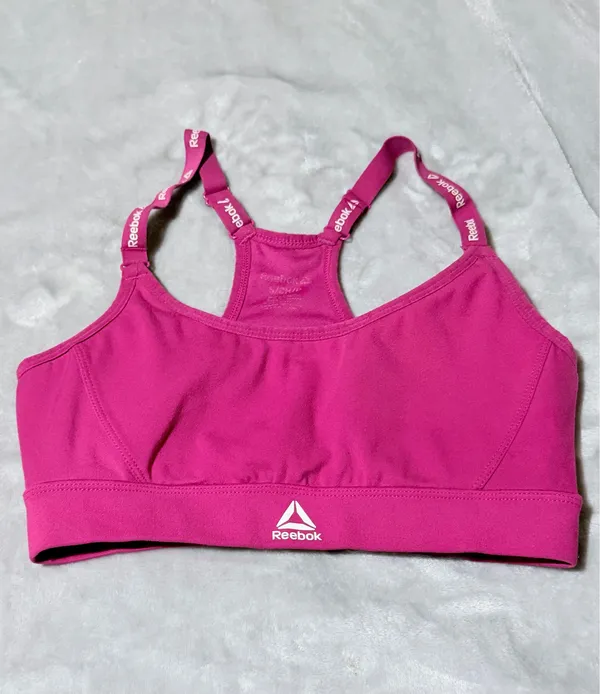 Reebok Women's Pink Racerback Sports Bra Medium Support Wireless Full Coverage S - Image 2