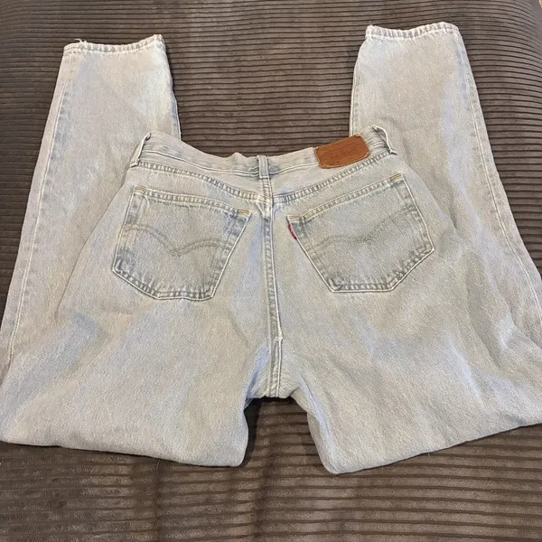Levis Premium Big E 501 Original Fit Jeans Light Wash Denim Womens W27 L31 (30) - Image 13