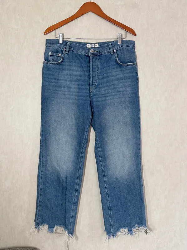 We The Free Women’s Maggie Mid Rise Raw Hem Straight Leg Jeans Sequoia Blue 31 - Image 2