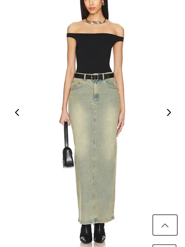 AFRM Amiri Long Denim Maxi Skirt in Mellow Tint Wash - Image 4