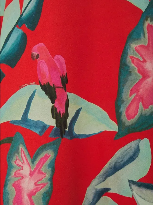 Farm Rio Red Summer Foliage One Shoulder Maxi Dress - Image 4